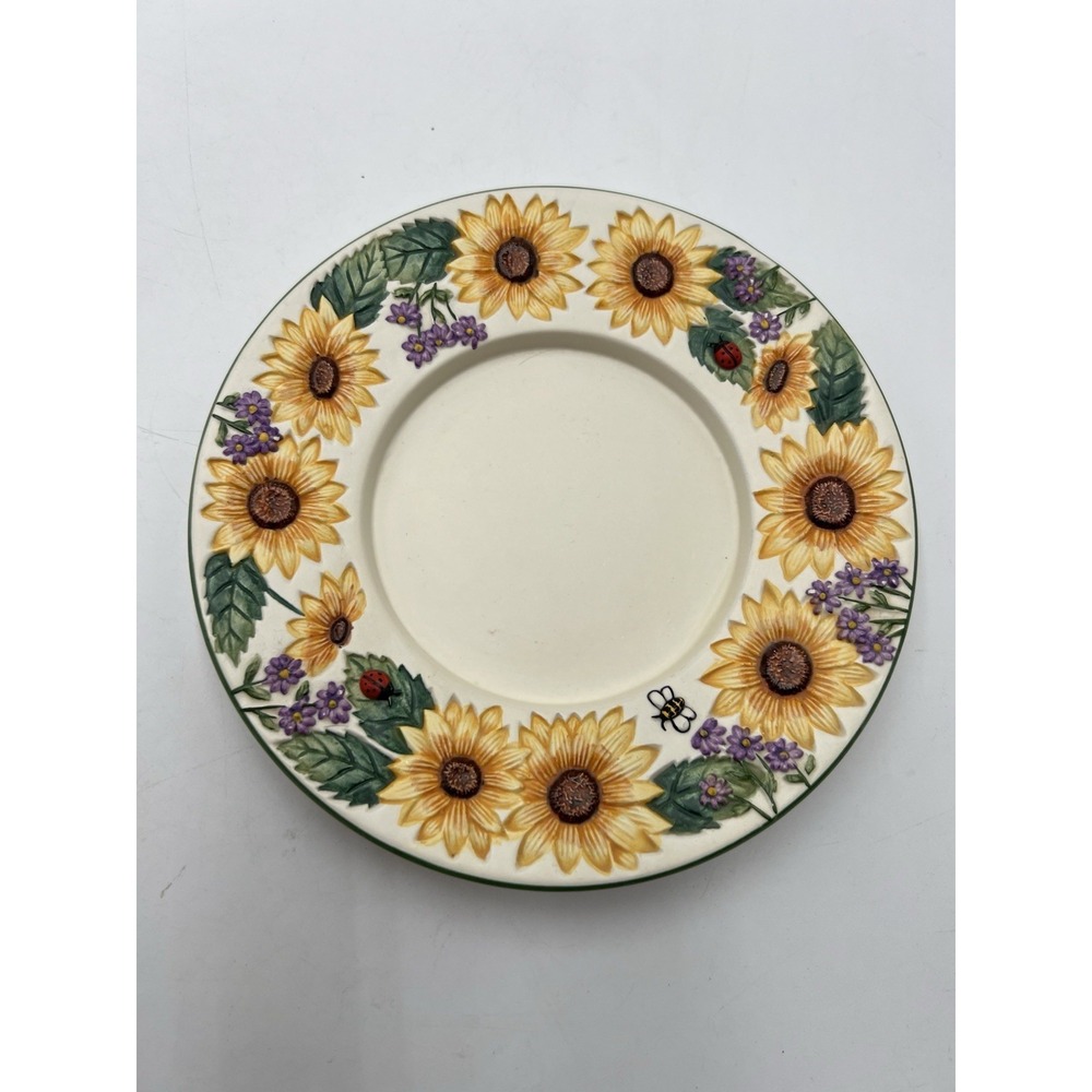 B.F. Sherrill Designs Sunflower Salad Dessert Plate Bee Ladybug 8"